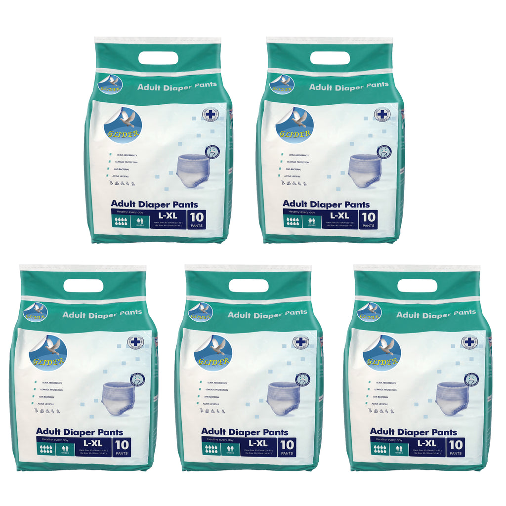 Glider Adult Diaper Pull Ups LARGE-XL - Pant Style (Count 10), (35-47 inch, 90-120 cm)