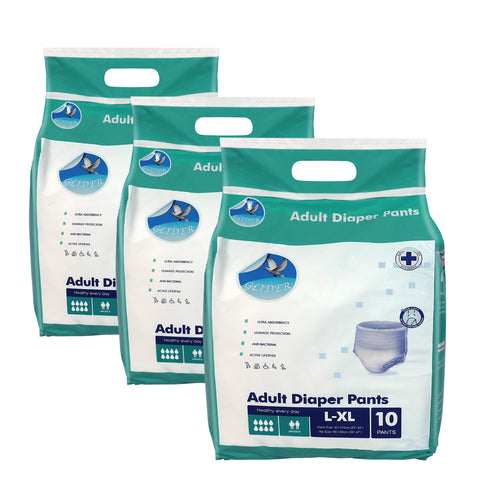 Glider Adult Diaper Pull Ups LARGE-XL - Pant Style (Count 10), (35-47 inch, 90-120 cm)