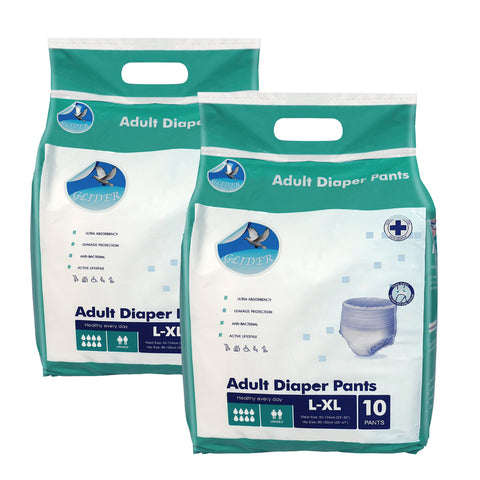 Glider Adult Diaper Pull Ups LARGE-XL - Pant Style (Count 10), (35-47 inch, 90-120 cm)