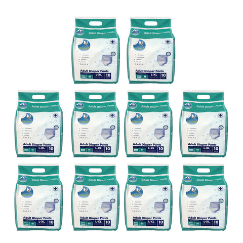 Glider Adult Diaper Pull Ups LARGE-XL - Pant Style (Count 10), (35-47 inch, 90-120 cm)