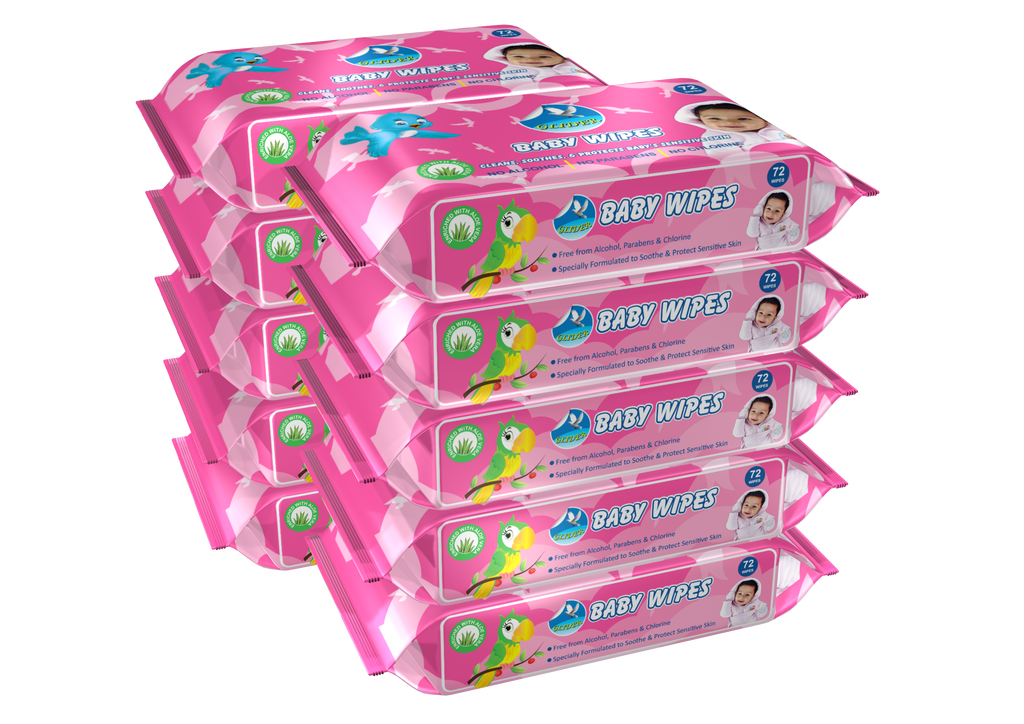 Glider Baby Water Wipes with Aloe-Vera , Vitamin E & Mild Fragrance - 98% Water