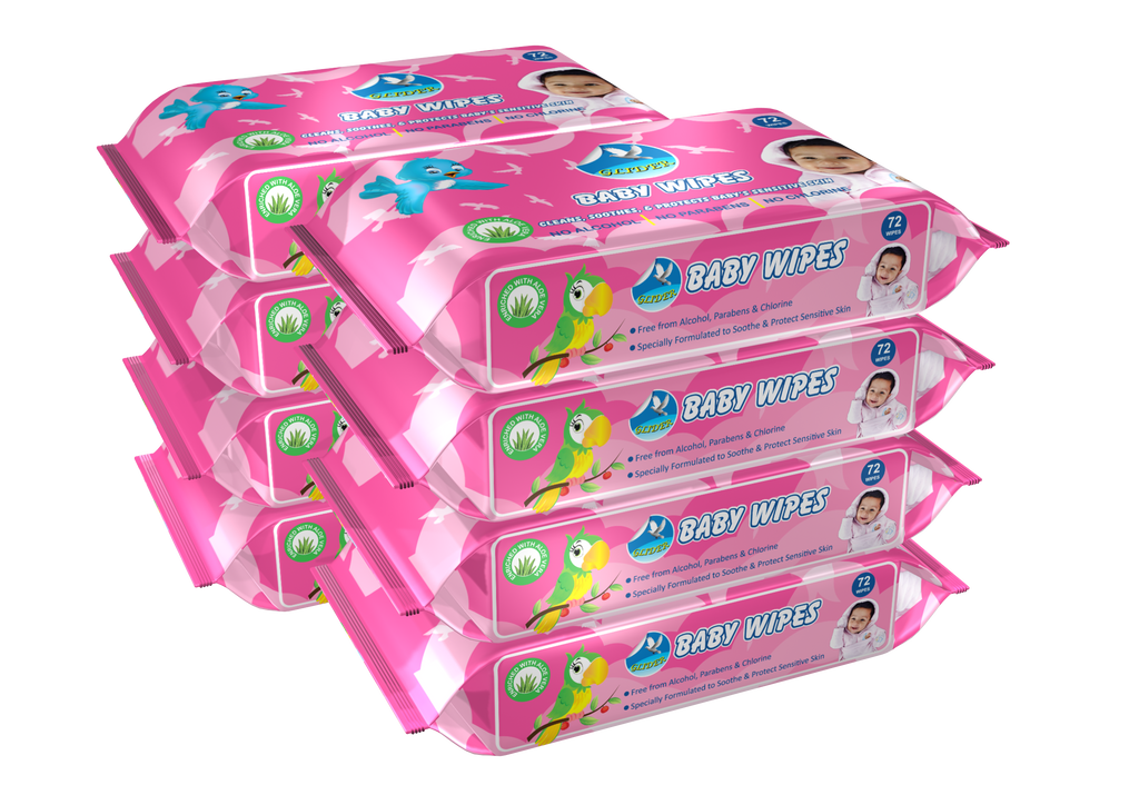 Glider Baby Water Wipes with Aloe-Vera , Vitamin E & Mild Fragrance - 98% Water