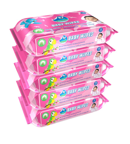 Glider Baby Water Wipes with Aloe-Vera , Vitamin E & Mild Fragrance - 98% Water