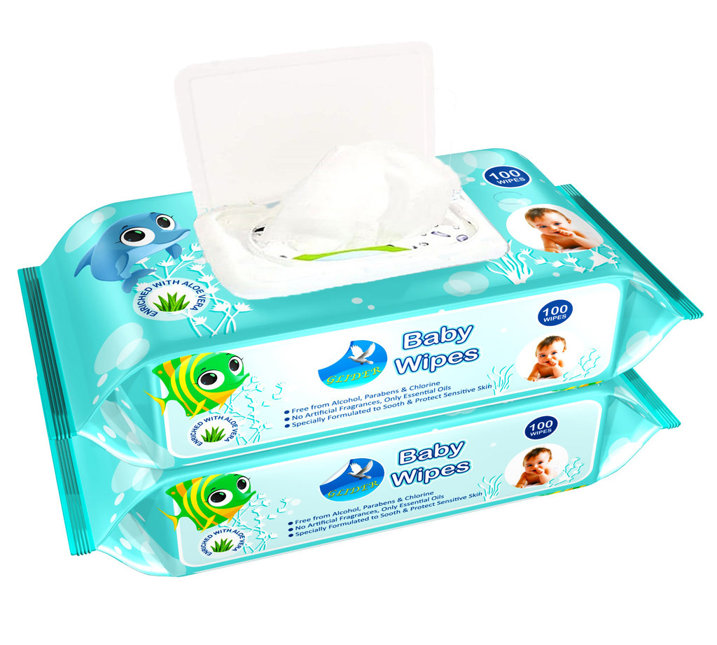 GLIDER Baby Wet Wipes with Lid/Flip-top(100 Wipes)