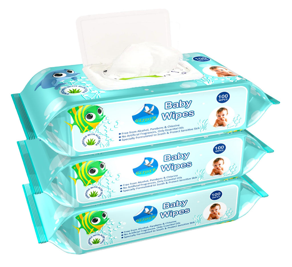 GLIDER Baby Wet Wipes with Lid/Flip-top(100 Wipes)