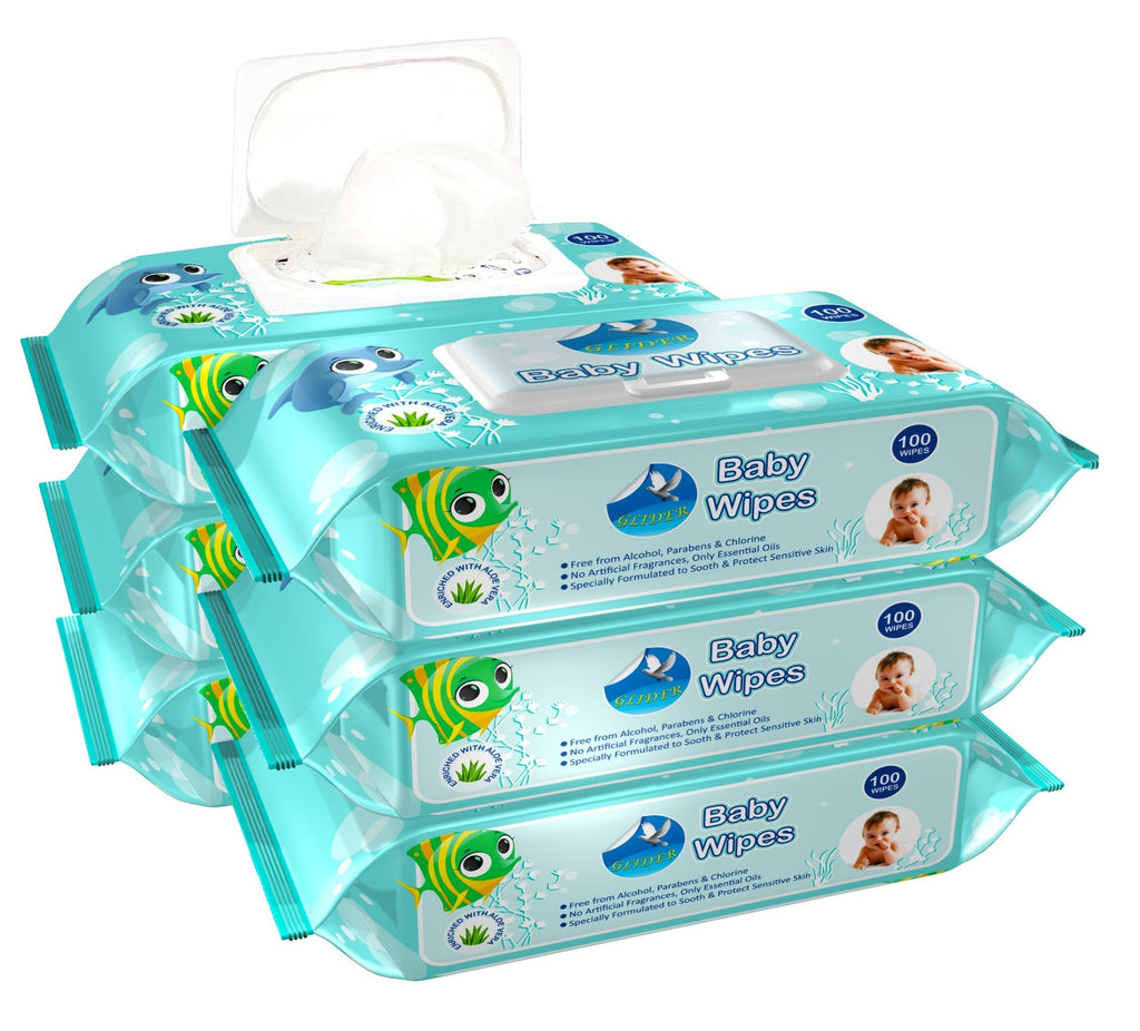 GLIDER Baby Wet Wipes with Lid/Flip-top(100 Wipes)