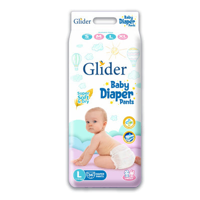 Glider Overnight Extra Absorbency Premium Diapers Pants, Large, 65 Count