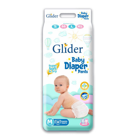 Glider Overnight Extra Absorbency Premium Diapers Pants, Medium, 70 Count