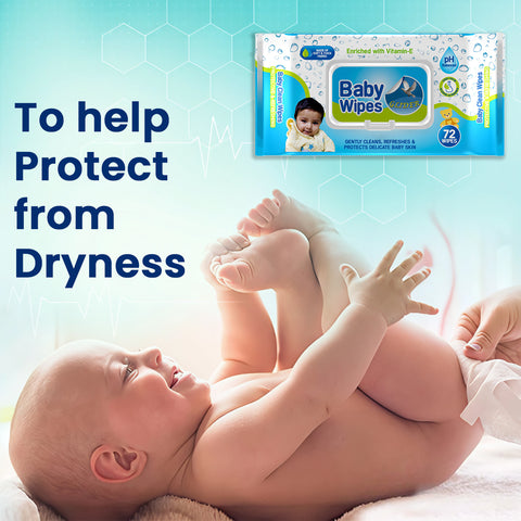 Glider Baby Wipes - with Moisture Lock Flip-Top , Contains Aloe Vera & Vitmain E , pH balanced with No Parabens & Chlorine