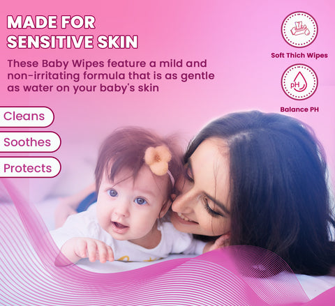 Glider Baby Water Wipes with Aloe-Vera , Vitamin E & Mild Fragrance - 98% Water