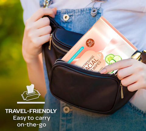 Glider Face Wipes Enriched with Aloe Vera , Cucumber & Vitamin E | All Types Skin Friendly & pH Balanced | Alcohol & Paraben Free | Moisturizes , Refreshes & Soothes Skin | 25 Wipes (Pack of 3) 75 Wipes