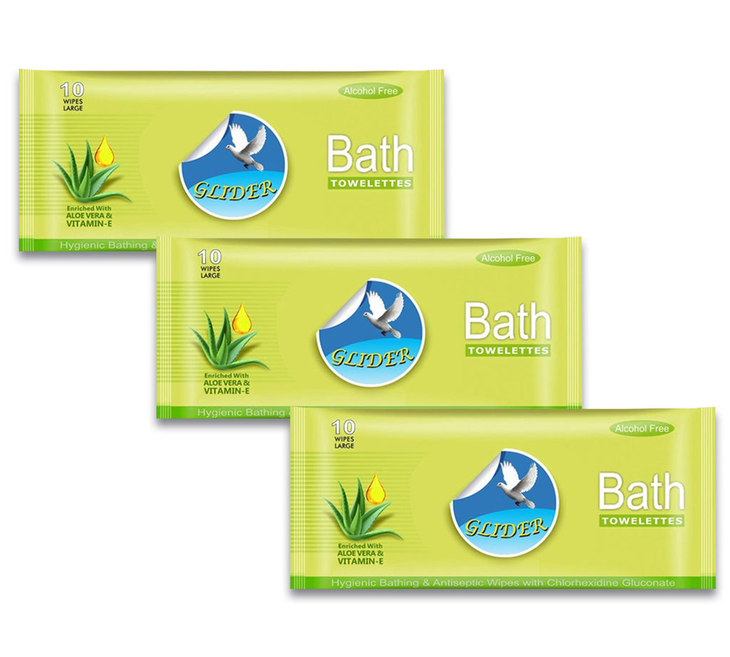 Glider Bed Bath Wipes, Enriched with Aloe Vera