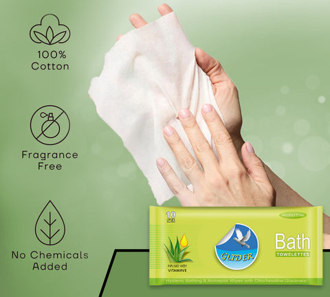 Glider Bed Bath Wipes, Enriched with Aloe Vera