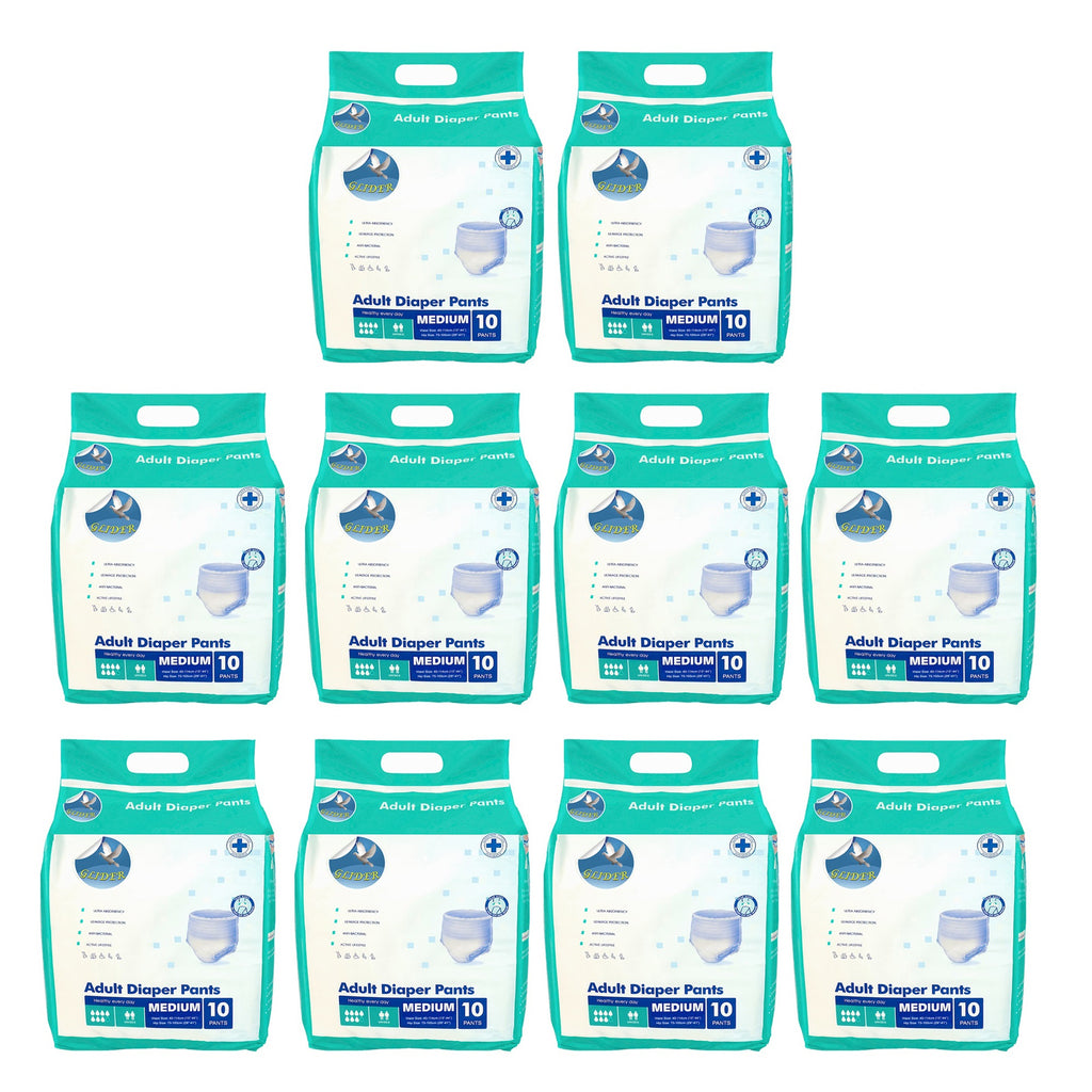 Glider Adult Diaper Pull Ups MEDIUM - Pant Style (Count10) (29-41 inch, 75-105 cm)