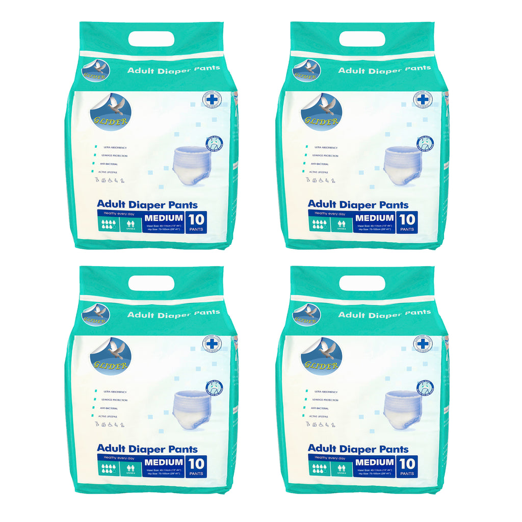 Glider Adult Diaper Pull Ups MEDIUM - Pant Style (Count10) (29-41 inch, 75-105 cm)