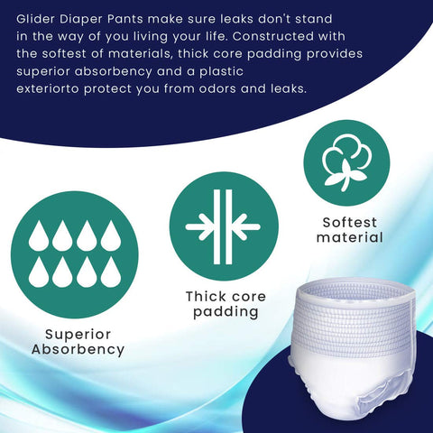 Glider Adult Diaper Pull Ups MEDIUM - Pant Style (Count10) (29-41 inch, 75-105 cm)