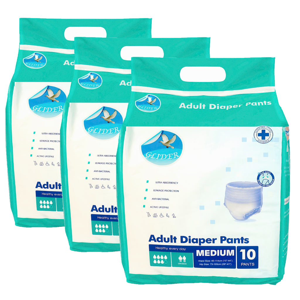 Glider Adult Diaper Pull Ups MEDIUM - Pant Style (Count10) (29-41 inch, 75-105 cm)