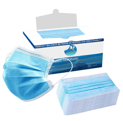 Glider Face Mask with Elastic Ear Loop 3 Ply Breathable and Comfortable for Blocking Dust Air Pollution & Protection (3 BOXES, 150 Masks)